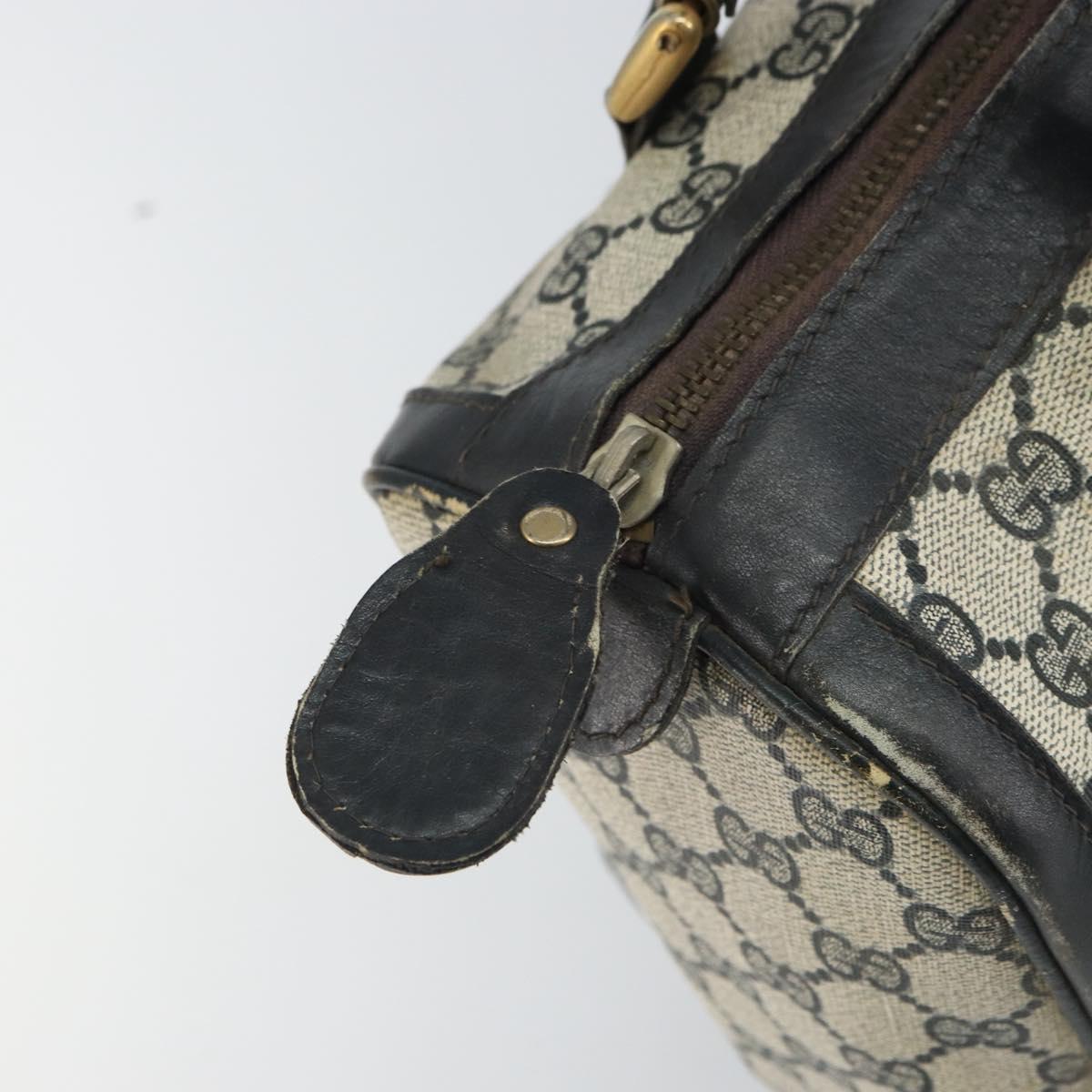 GUCCI GG Supreme Sherry Line Boston Bag PVC Navy Gold Red Auth 163578