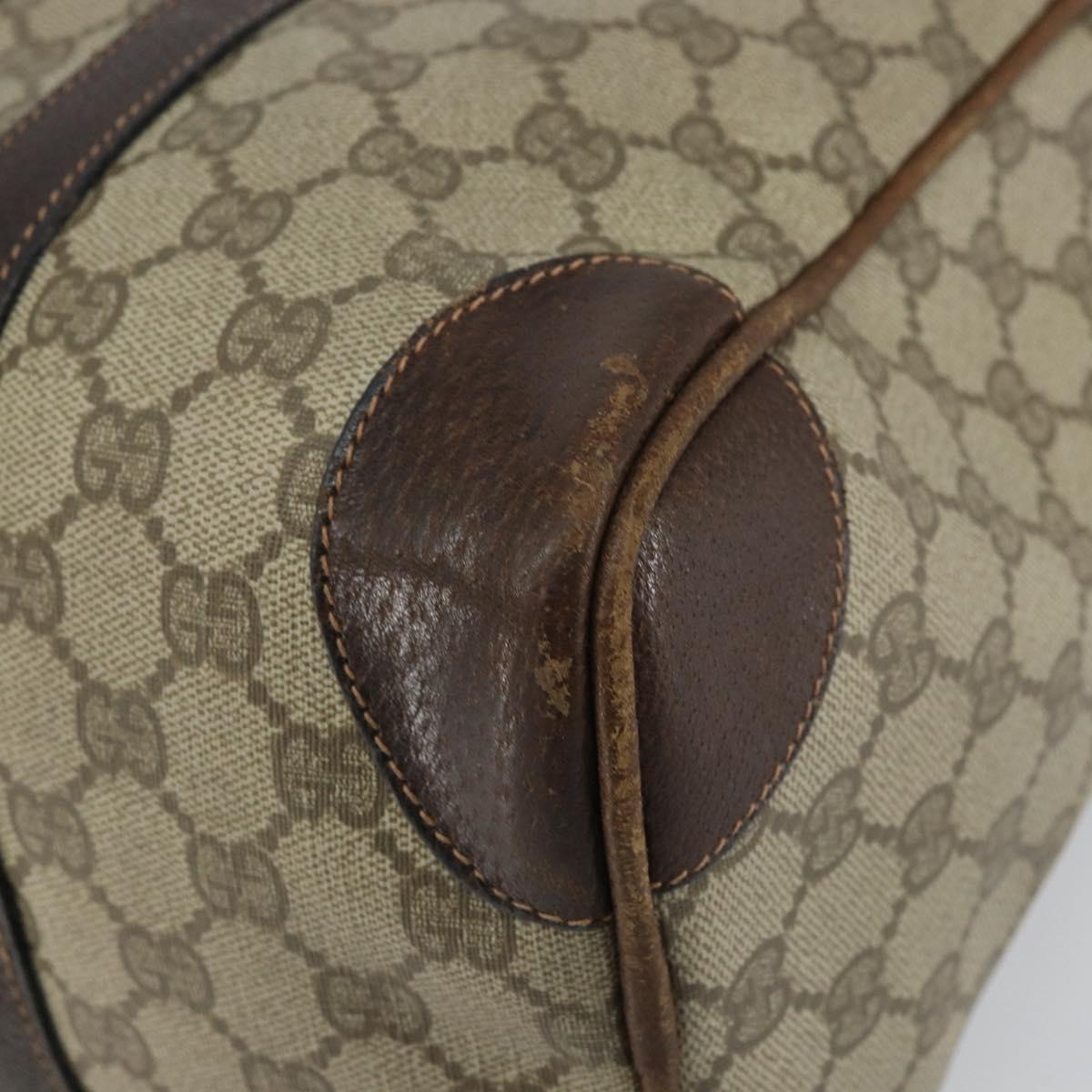 GUCCI GG Supreme Web Sherry Line Boston Bag PVC Beige Gold Red Auth 163579