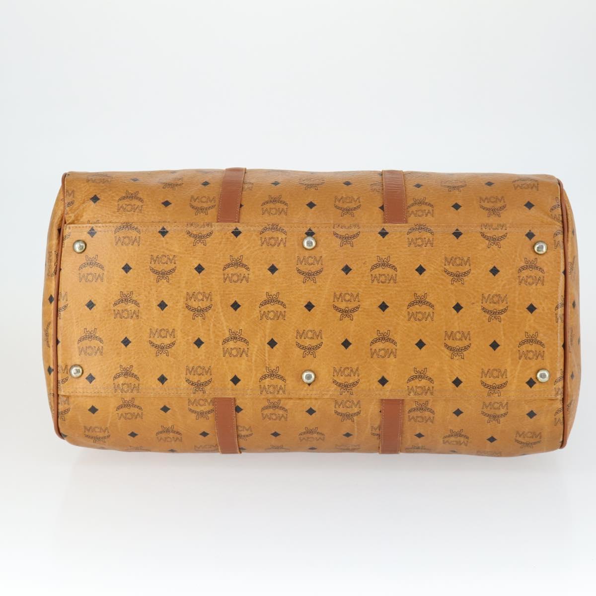 MCM Vicetos Logogram Boston Bag PVC Leather 2way Brown Gold Auth 163581
