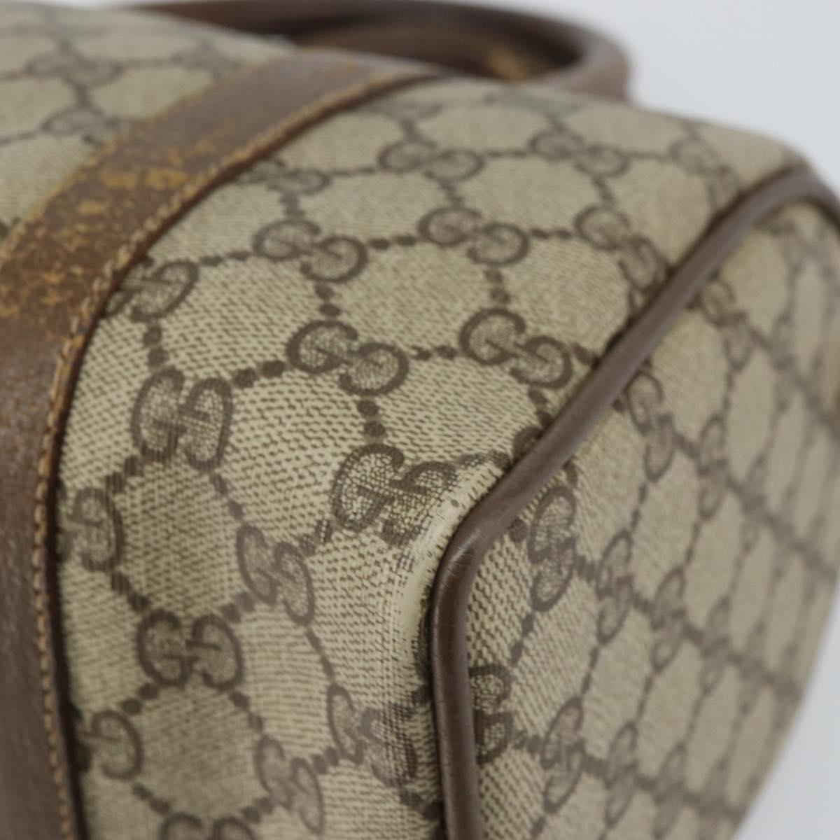 GUCCI GG Supreme Web Sherry Line Boston Bag PVC Beige Gold 39 02 006 Auth 163597