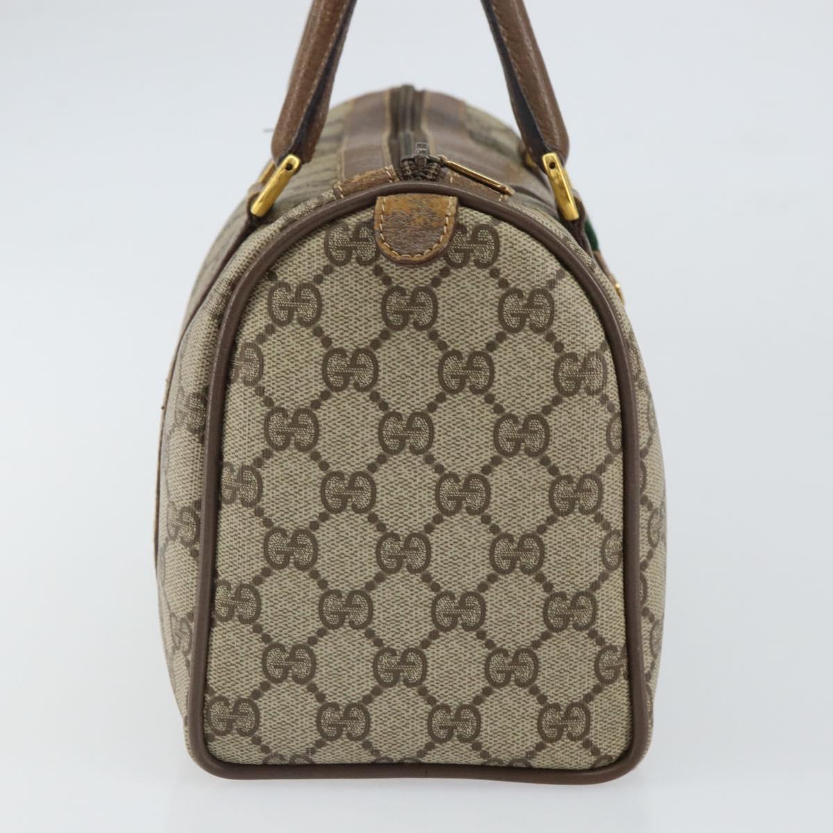 GUCCI GG Supreme Web Sherry Line Boston Bag PVC Beige Gold 39 02 006 Auth 163597