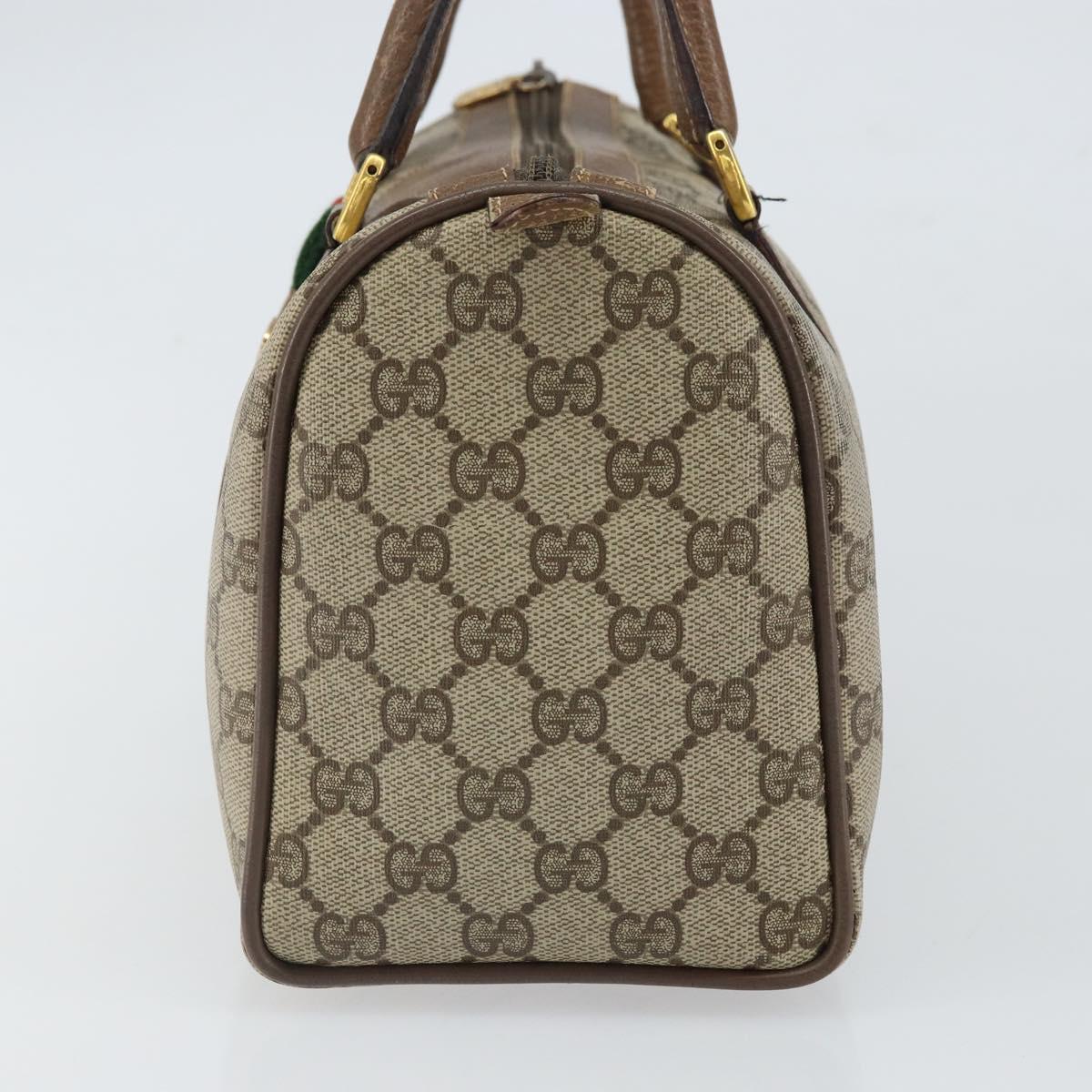 GUCCI GG Supreme Web Sherry Line Boston Bag PVC Beige Gold 39 02 006 Auth 163597
