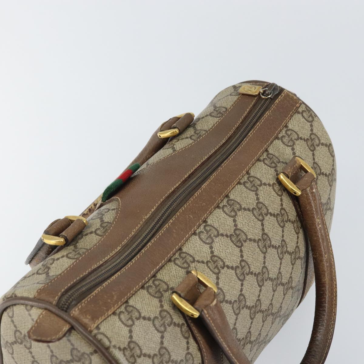 GUCCI GG Supreme Web Sherry Line Boston Bag PVC Beige Gold 39 02 006 Auth 163597