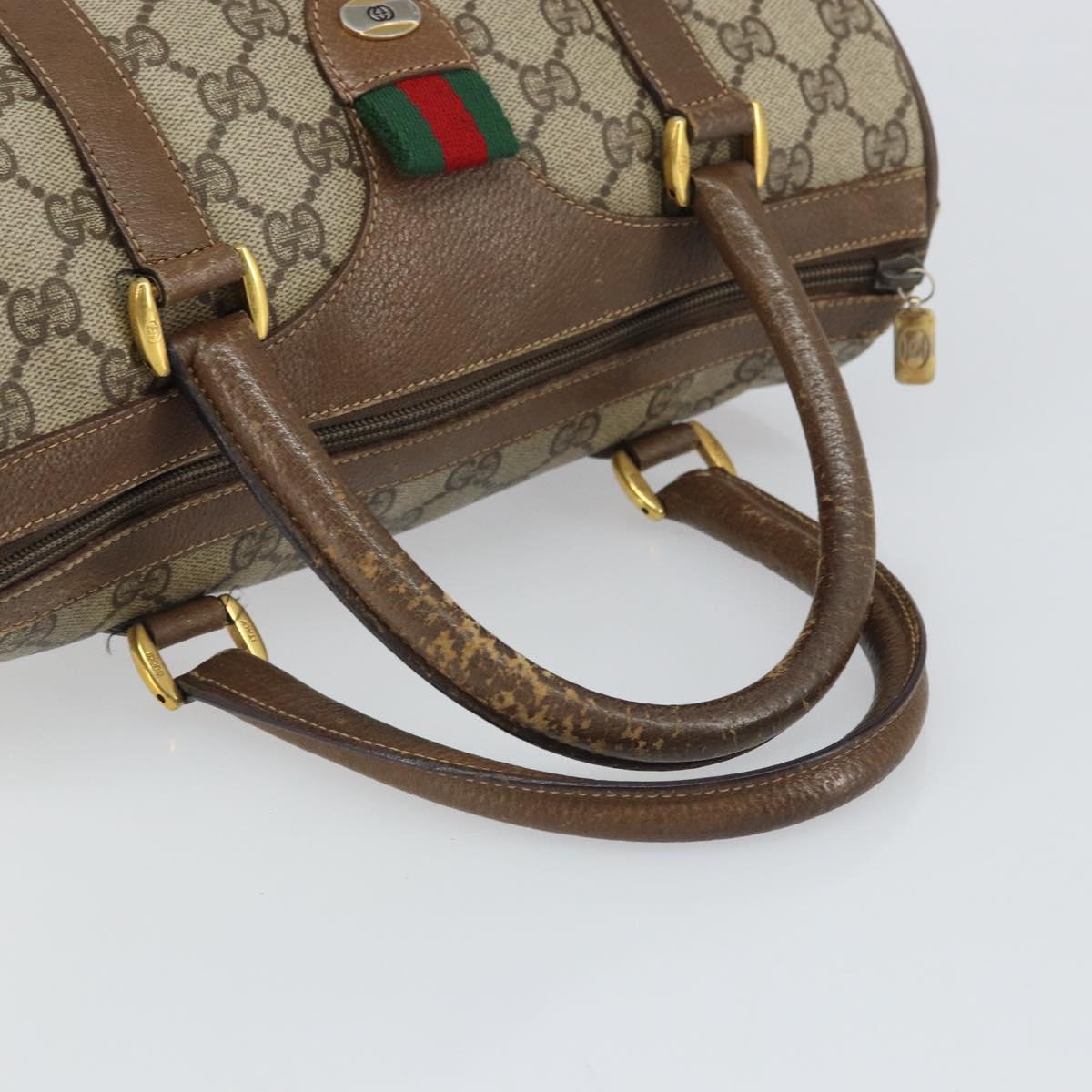 GUCCI GG Supreme Web Sherry Line Boston Bag PVC Beige Gold 39 02 006 Auth 163597