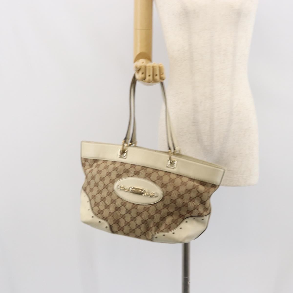 GUCCI GG Canvas Tote Bag Beige Gold 145993 Auth 163599