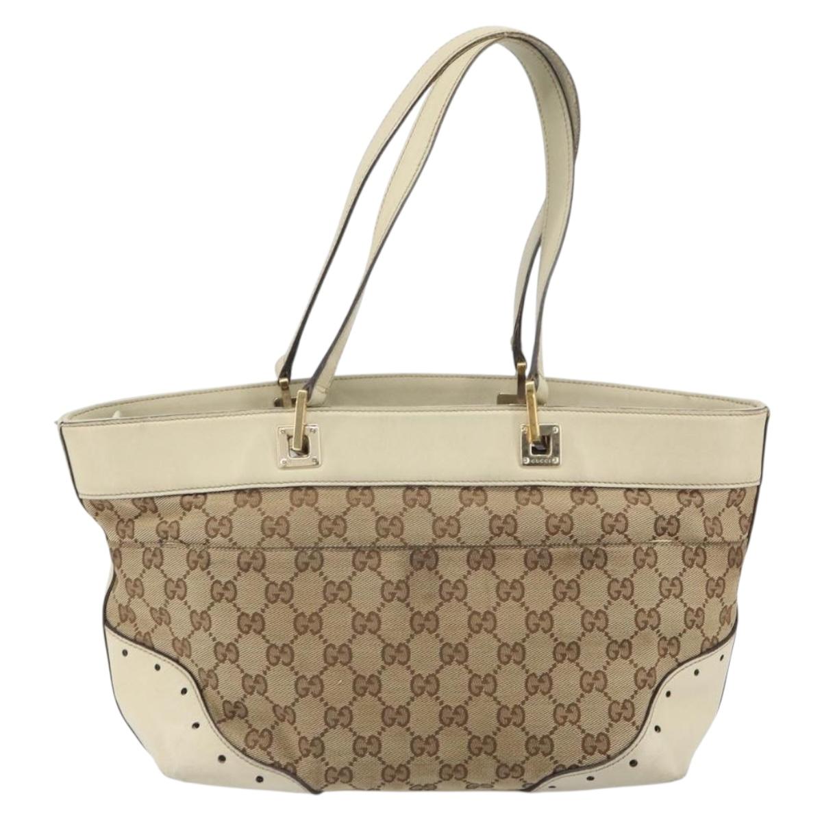 GUCCI GG Canvas Tote Bag Beige Gold 145993 Auth 163599