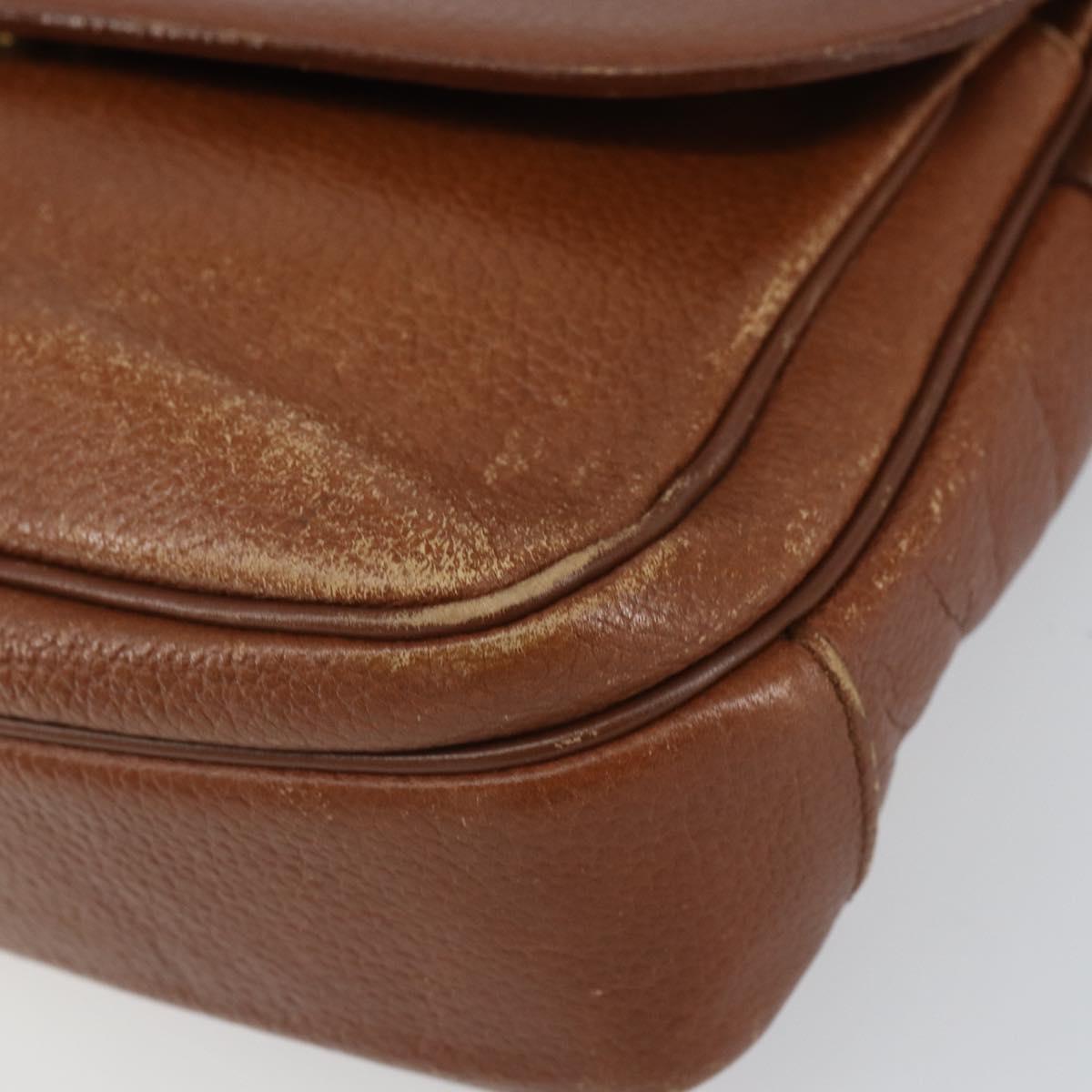 Burberrys Shoulder Bag Leather Brown Gold Auth 163613