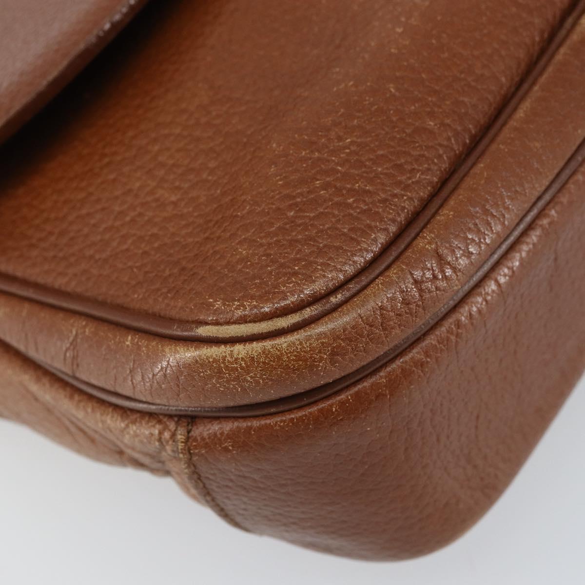 Burberrys Shoulder Bag Leather Brown Gold Auth 163613