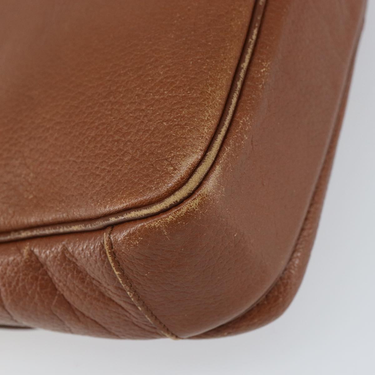 Burberrys Shoulder Bag Leather Brown Gold Auth 163613