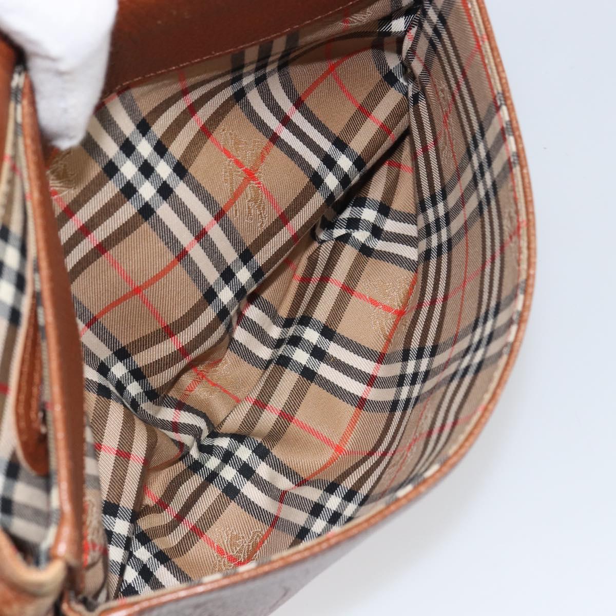 Burberrys Shoulder Bag Leather Brown Gold Auth 163613