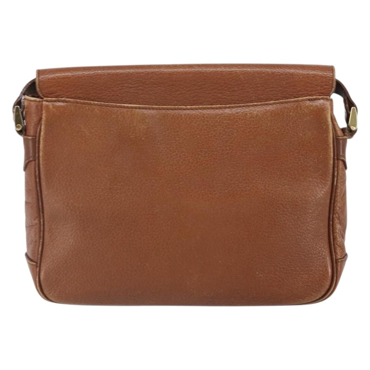 Burberrys Shoulder Bag Leather Brown Gold Auth 163613