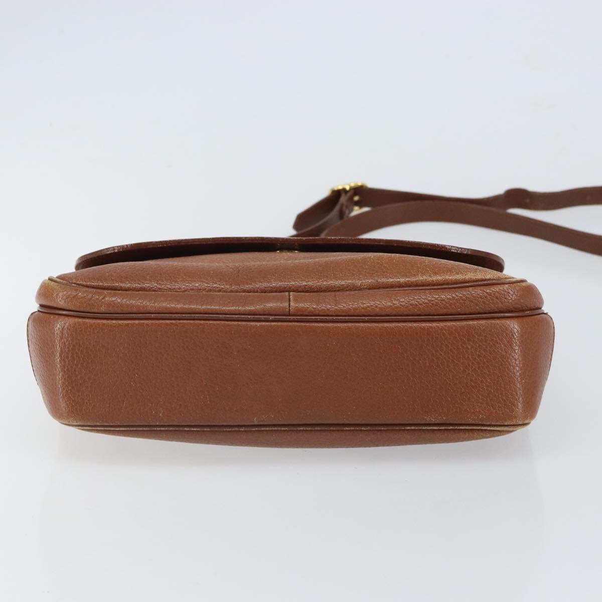 Burberrys Shoulder Bag Leather Brown Gold Auth 163613