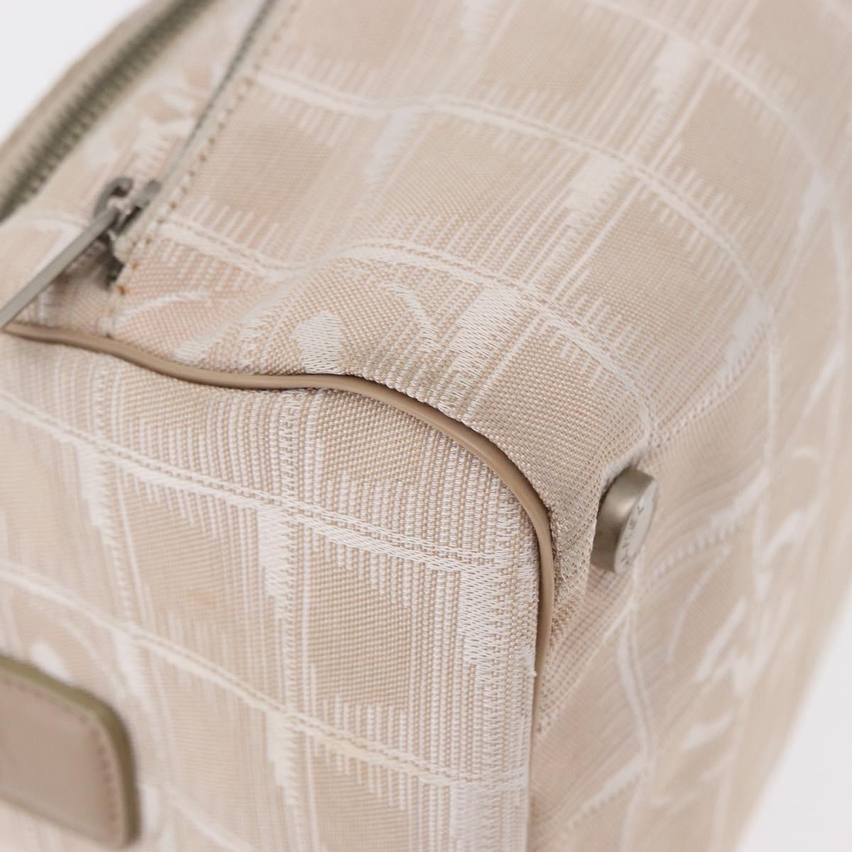CHANEL New Travel line Hand Bag Nylon Beige Silver CC Auth 163622