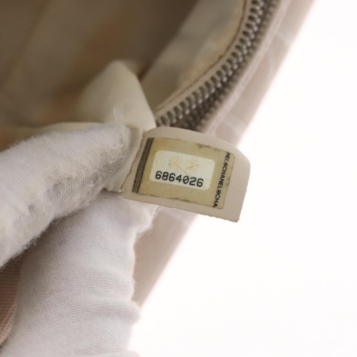 CHANEL New Travel line Hand Bag Nylon Beige Silver CC Auth 163622