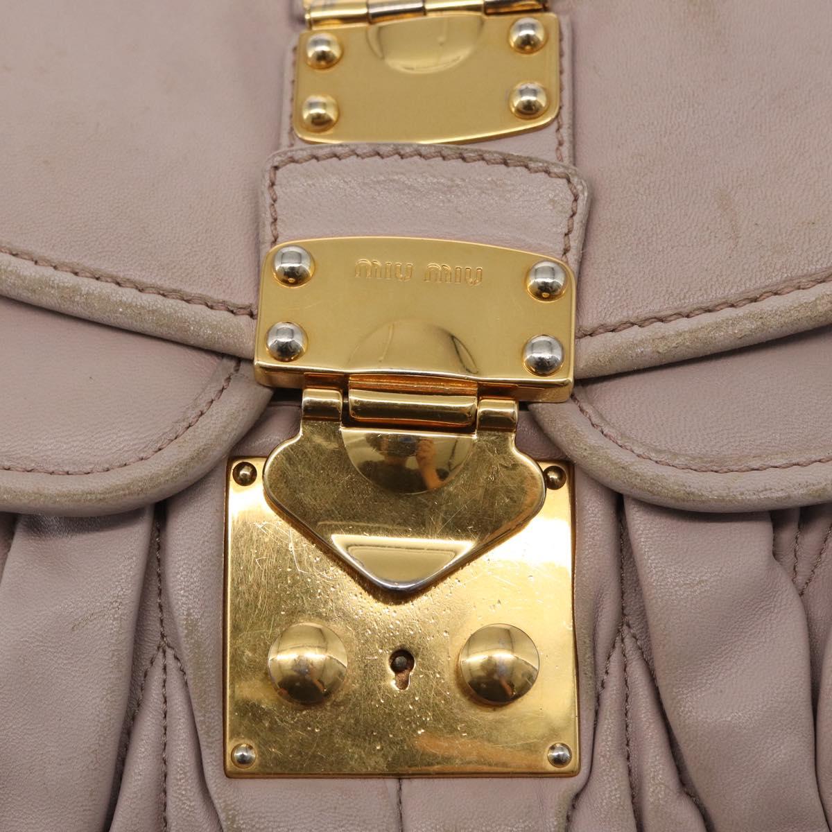 Miu Miu Matelasse Shoulder Bag Leather Pink Gold Auth 163628