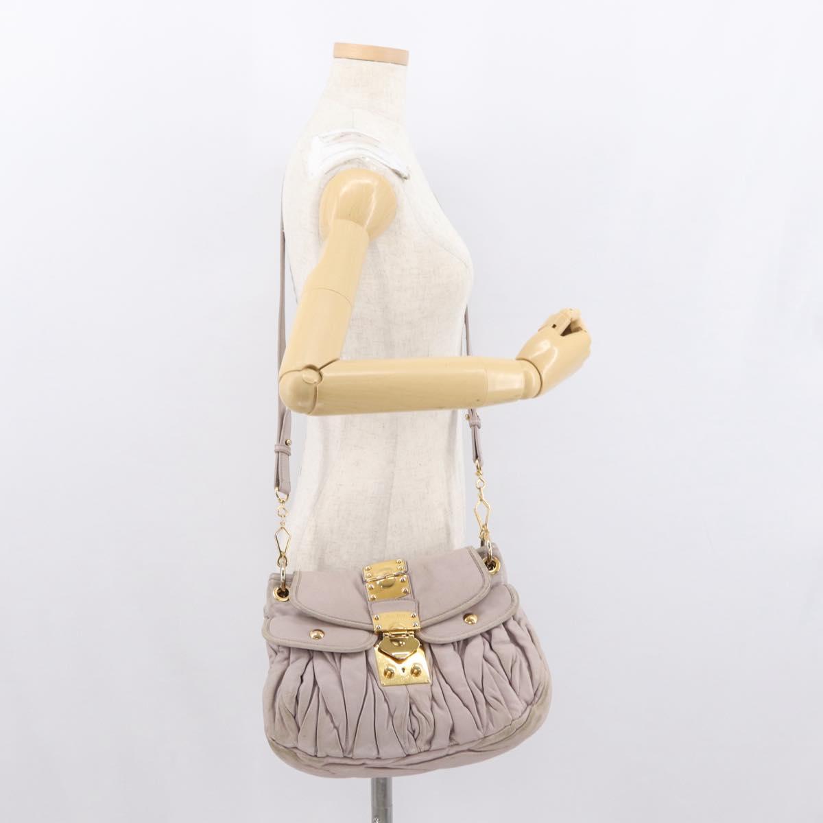 Miu Miu Matelasse Shoulder Bag Leather Pink Gold Auth 163628