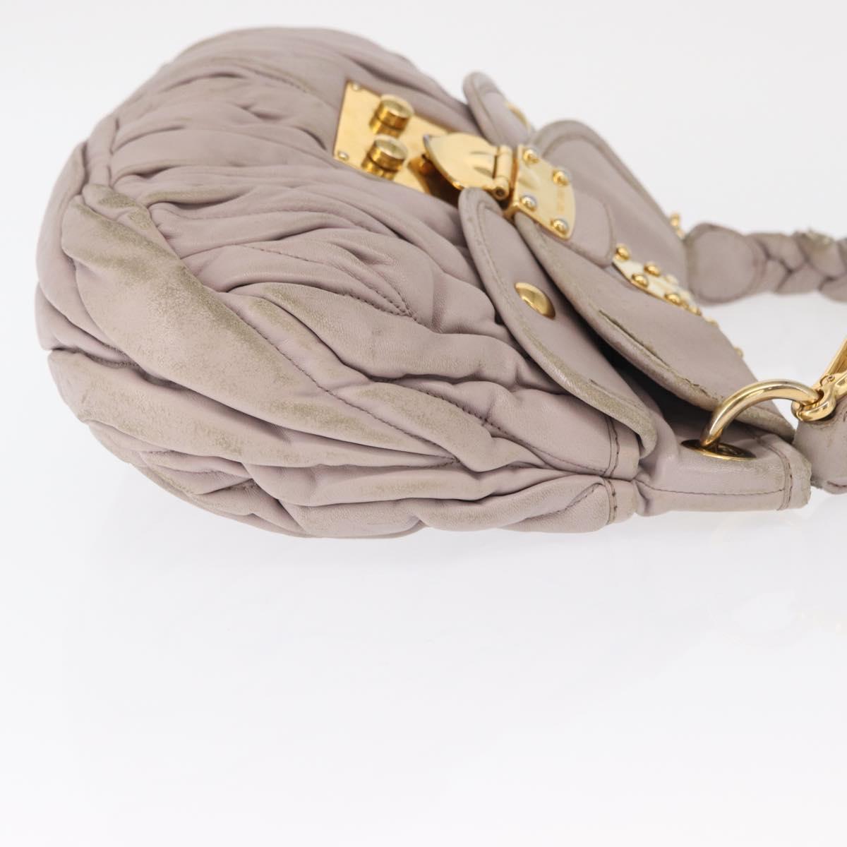 Miu Miu Matelasse Shoulder Bag Leather Pink Gold Auth 163628