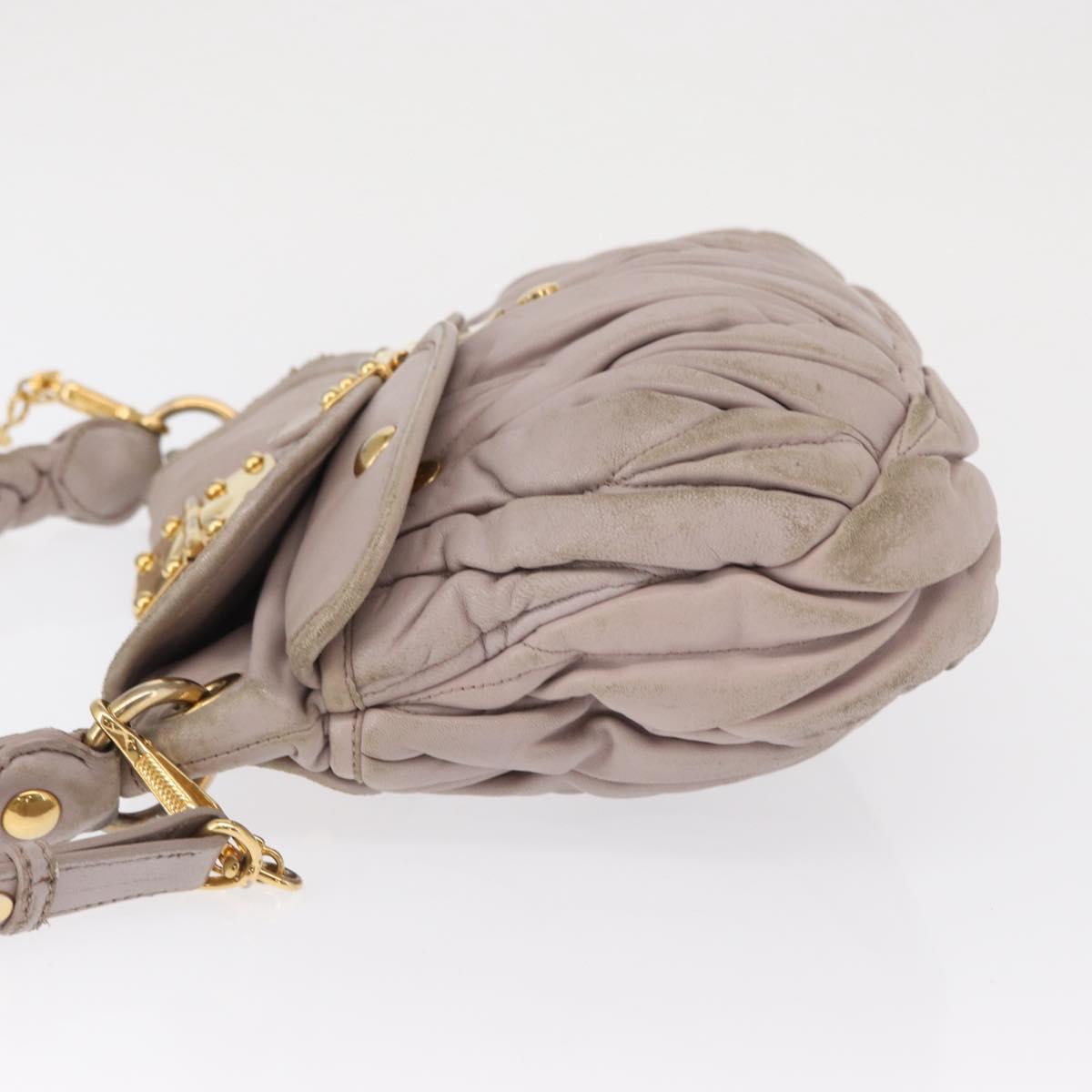 Miu Miu Matelasse Shoulder Bag Leather Pink Gold Auth 163628