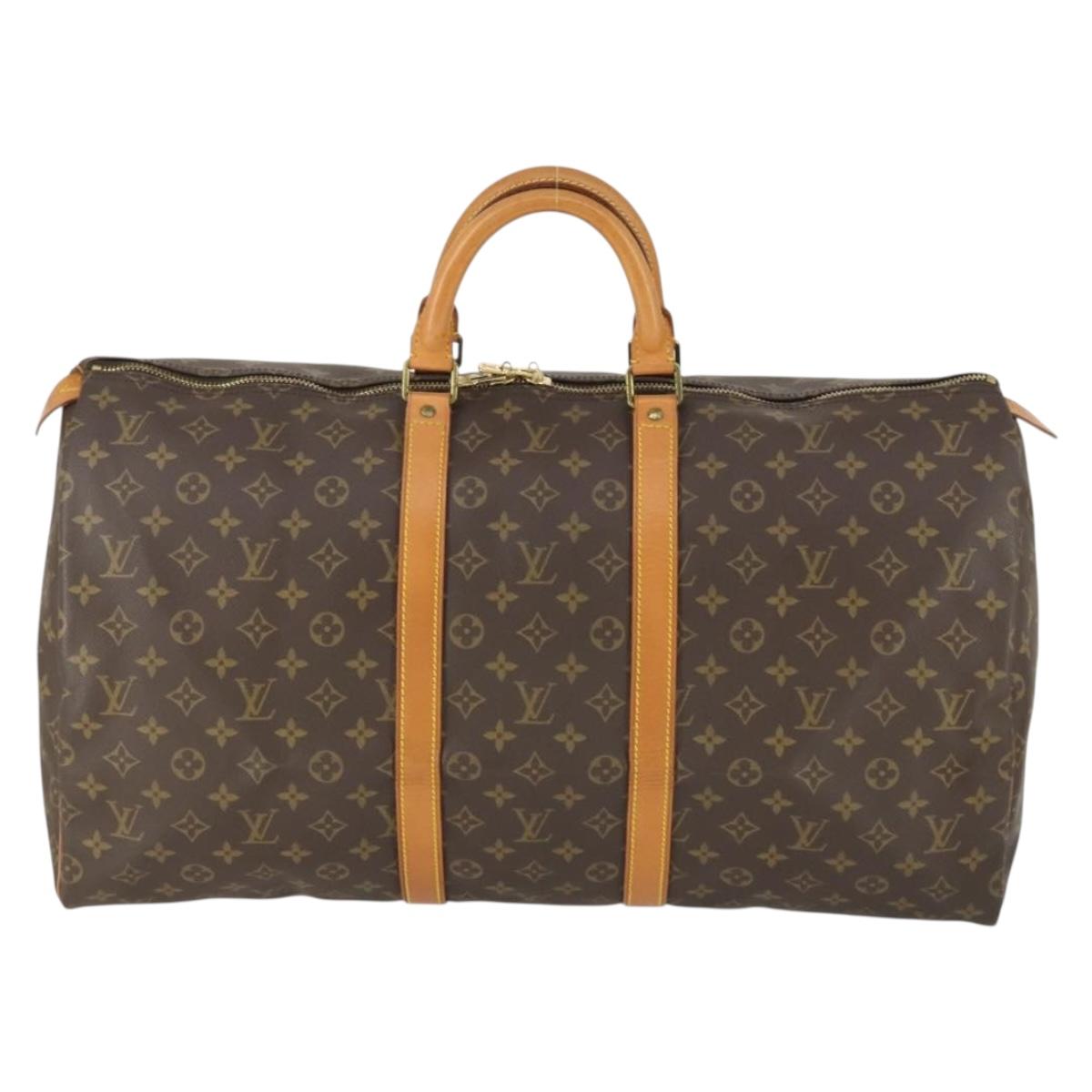 LOUIS VUITTON Monogram Keepall 55 Boston Bag M41424 LV Auth 163632