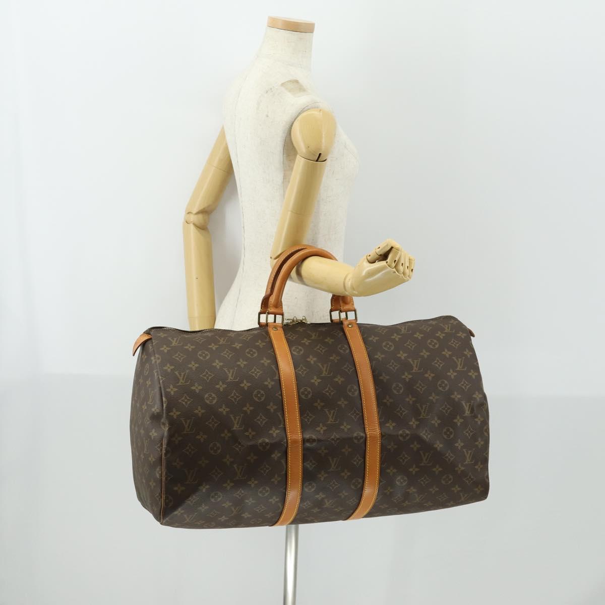 LOUIS VUITTON Monogram Keepall 55 Boston Bag M41424 LV Auth 163632