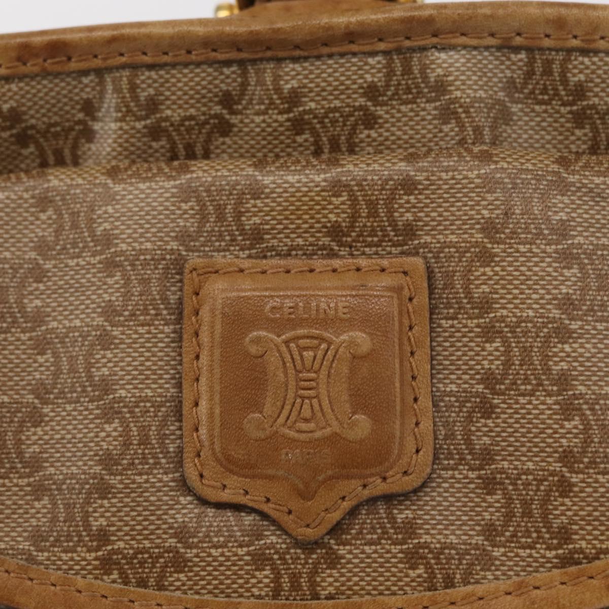 CELINE Macadam Canvas Hand Bag PVC Beige Gold Auth 163635