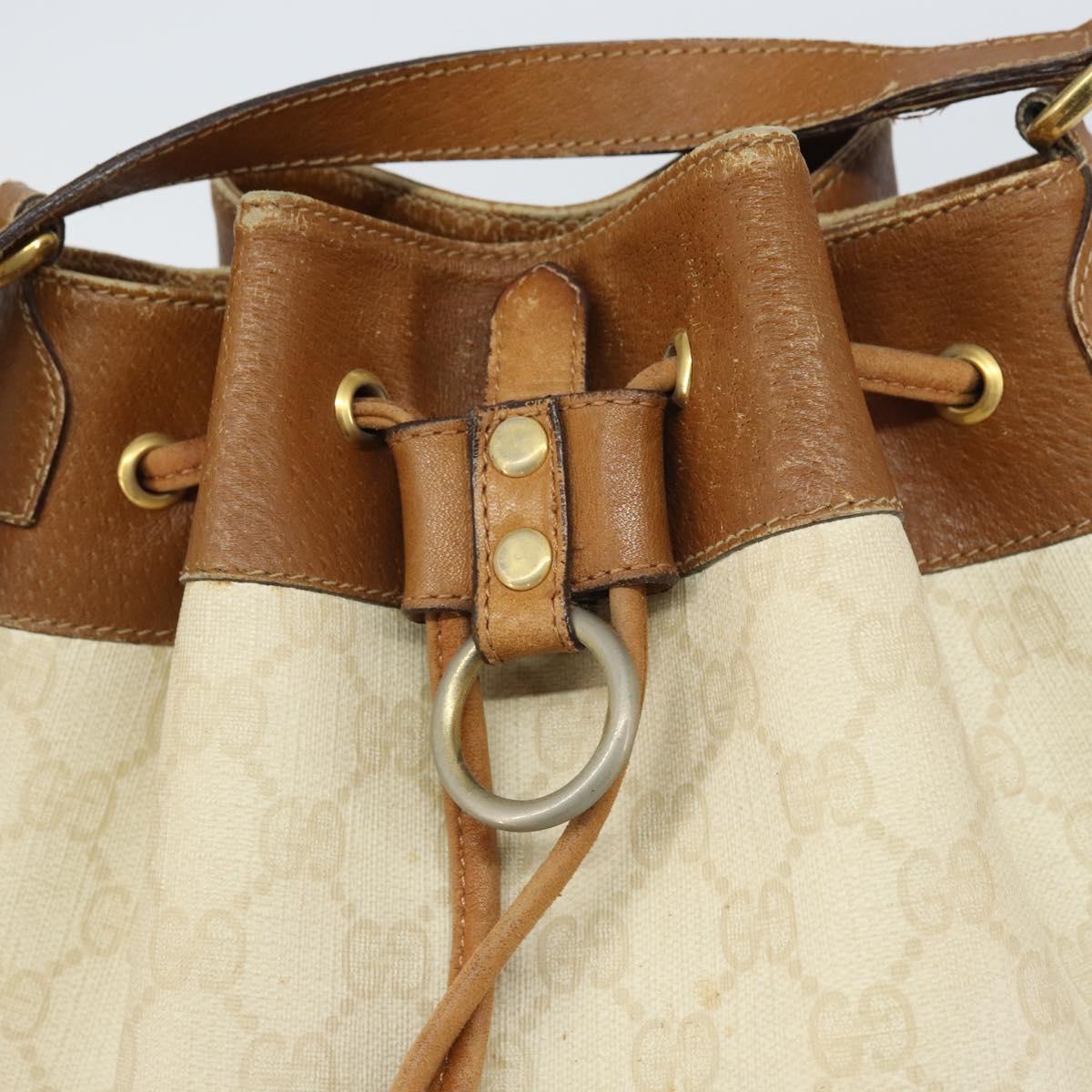 GUCCI GG Supreme Shoulder Bag PVC White Gold 41 02 085 Auth 163636