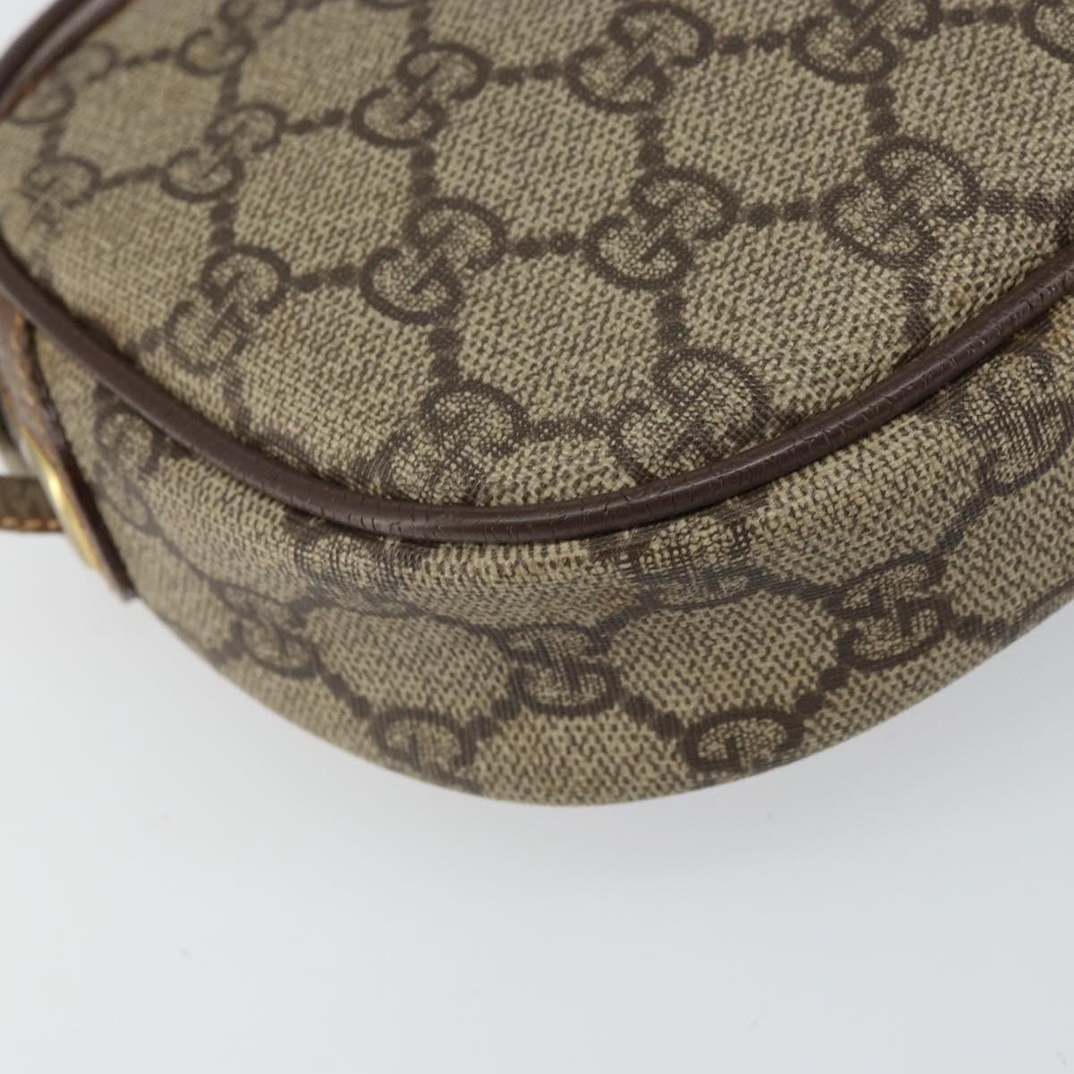 GUCCI GG Supreme Web Sherry Line Shoulder Bag PVC Beige Gold Auth 163639
