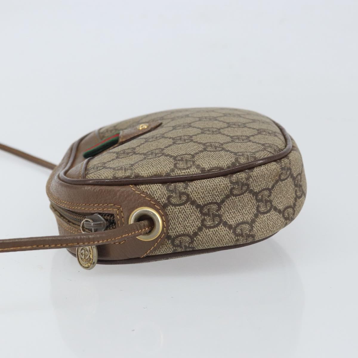 GUCCI GG Supreme Web Sherry Line Shoulder Bag PVC Beige Gold Auth 163639