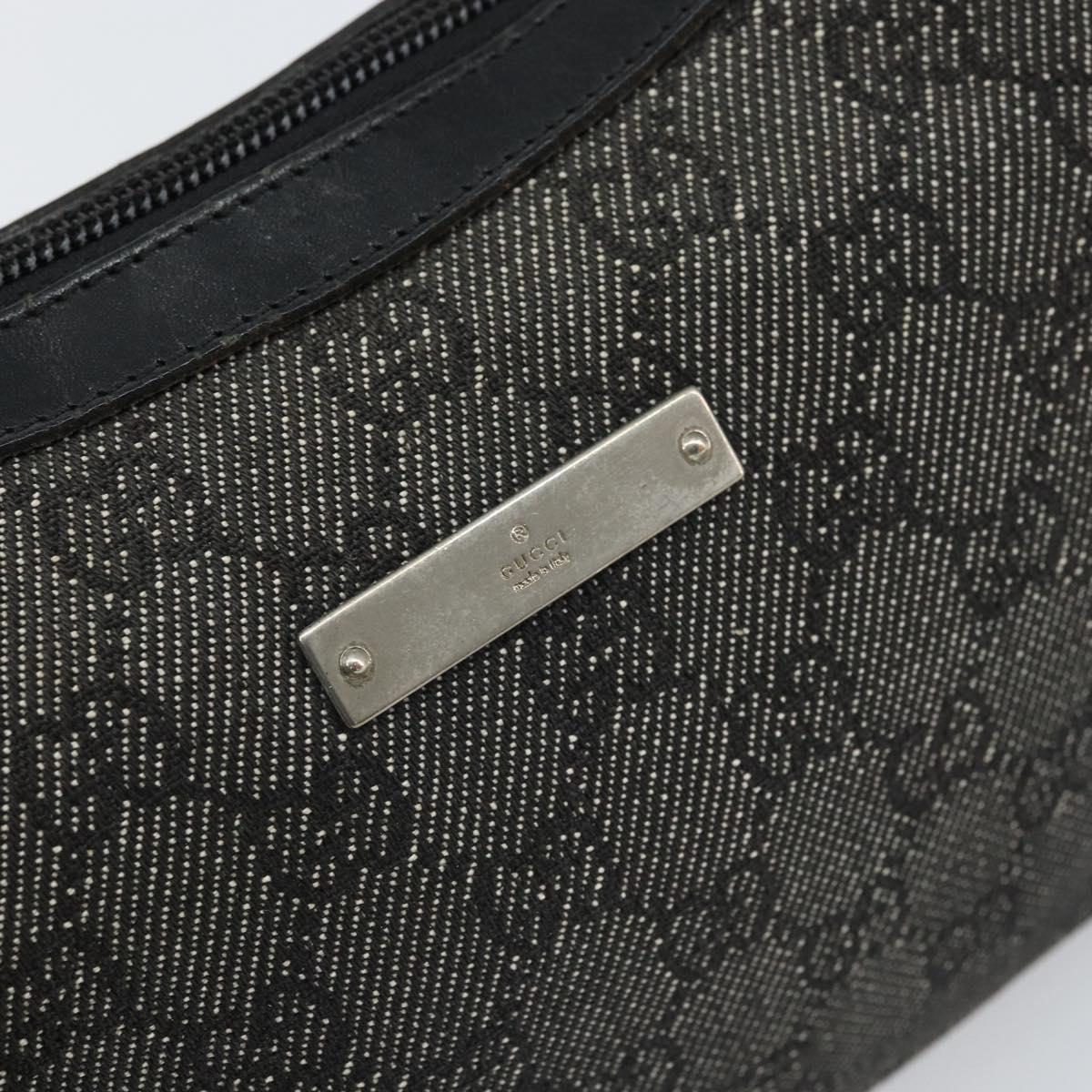 GUCCI GG Canvas Shoulder Bag Black Silver 35098 Auth 163650