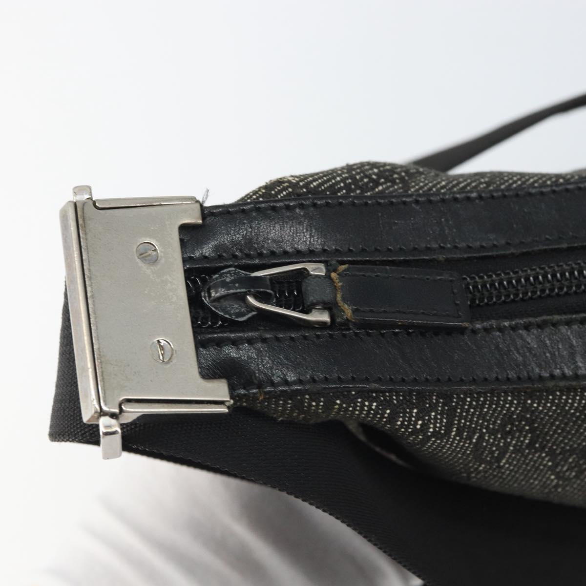 GUCCI GG Canvas Shoulder Bag Black Silver 35098 Auth 163650