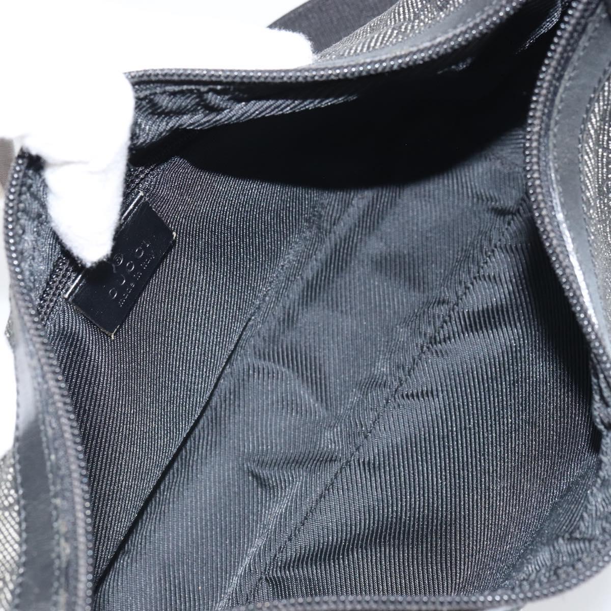 GUCCI GG Canvas Shoulder Bag Black Silver 35098 Auth 163650