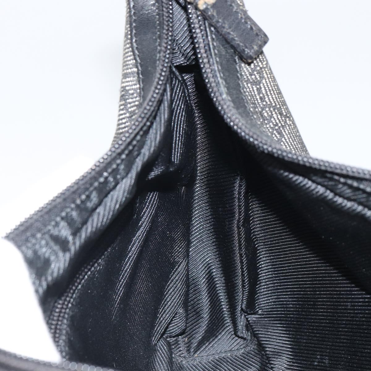 GUCCI GG Canvas Shoulder Bag Black Silver 35098 Auth 163650