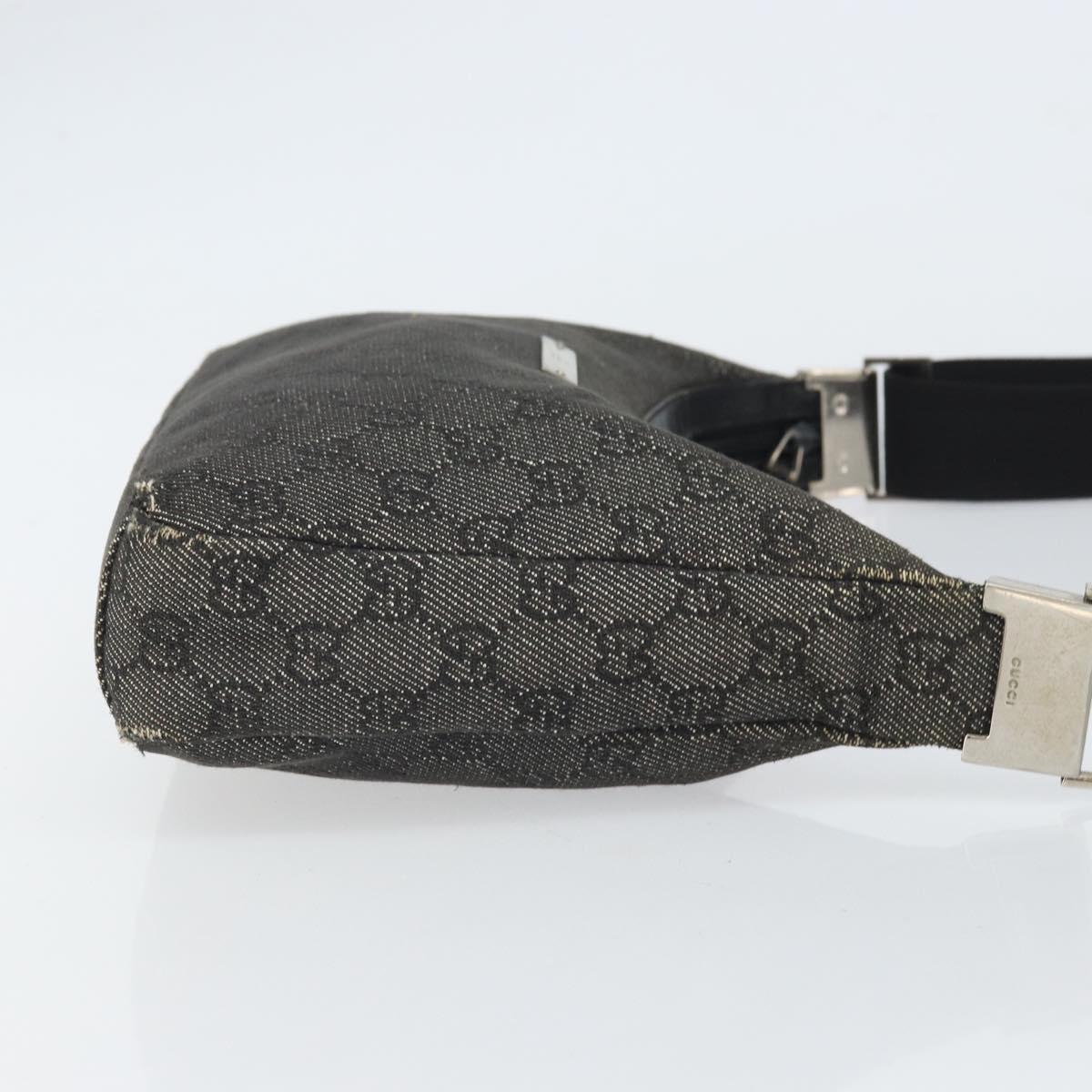 GUCCI GG Canvas Shoulder Bag Black Silver 35098 Auth 163650