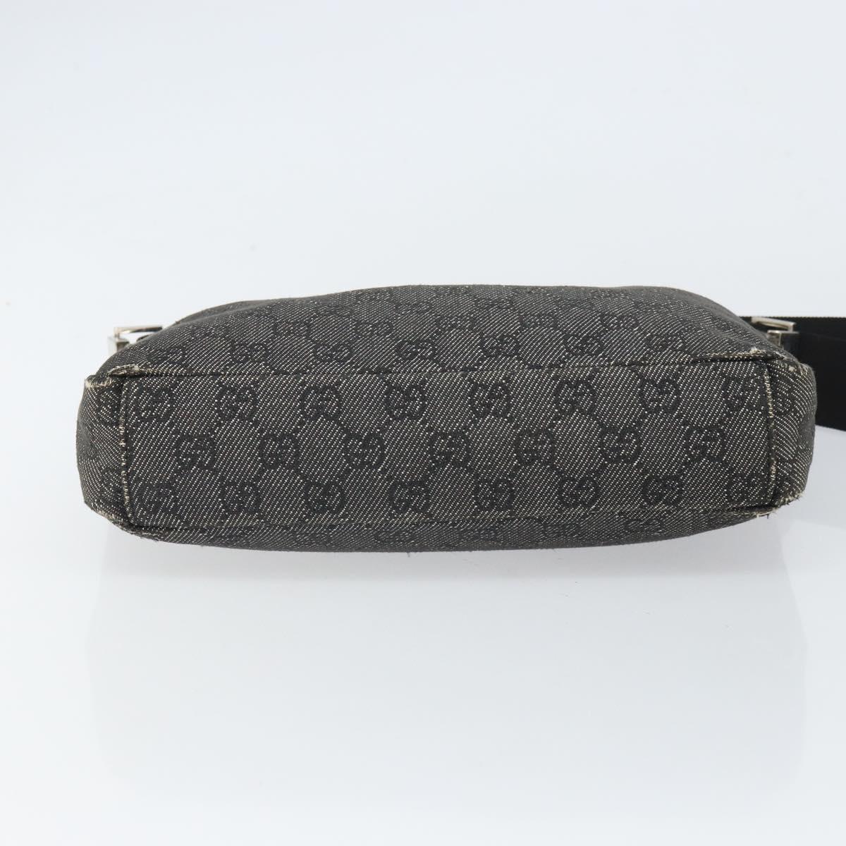 GUCCI GG Canvas Shoulder Bag Black Silver 35098 Auth 163650