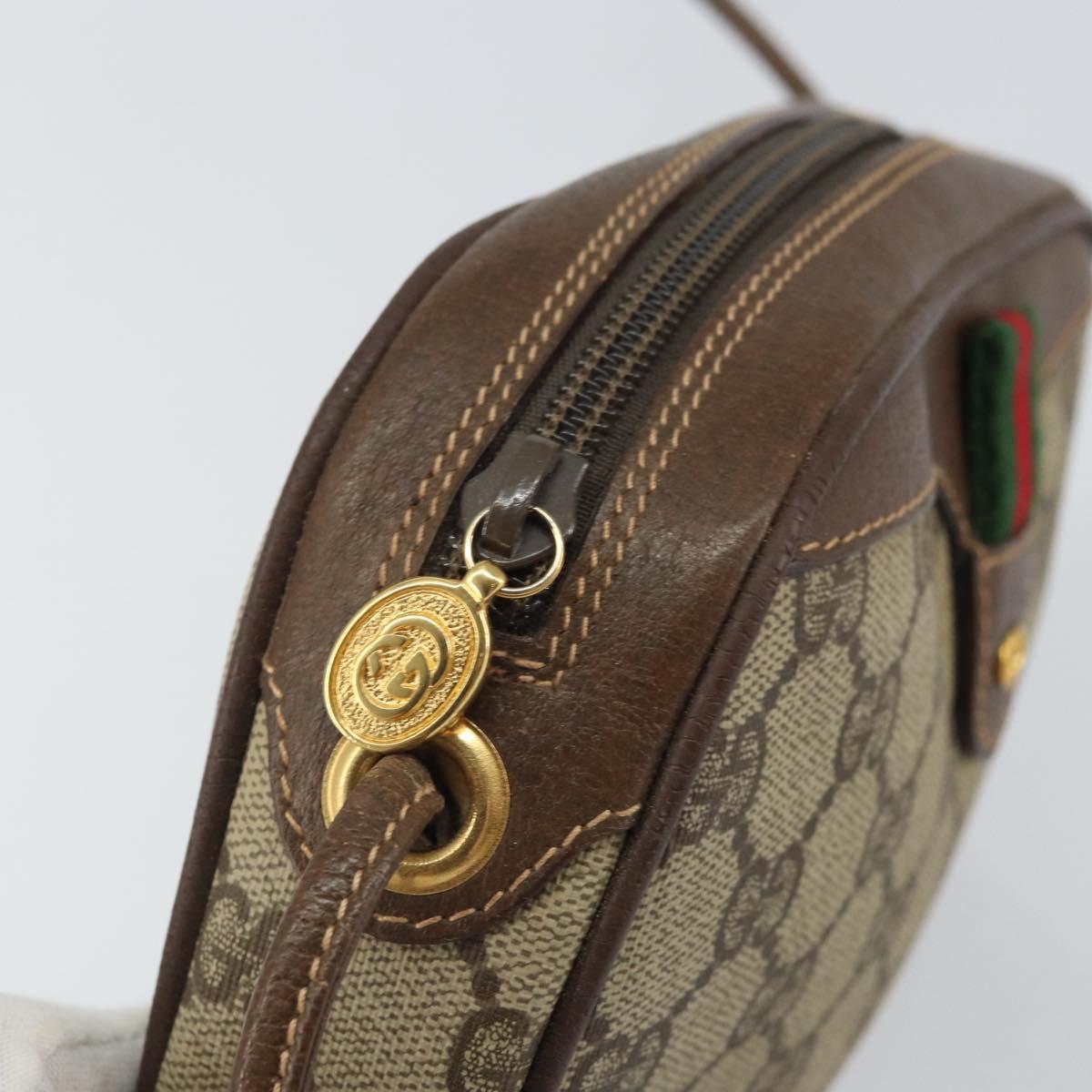 GUCCI GG Supreme Web Sherry Line Bag PVC Beige Gold 007 58 6112 1030 Auth 163653