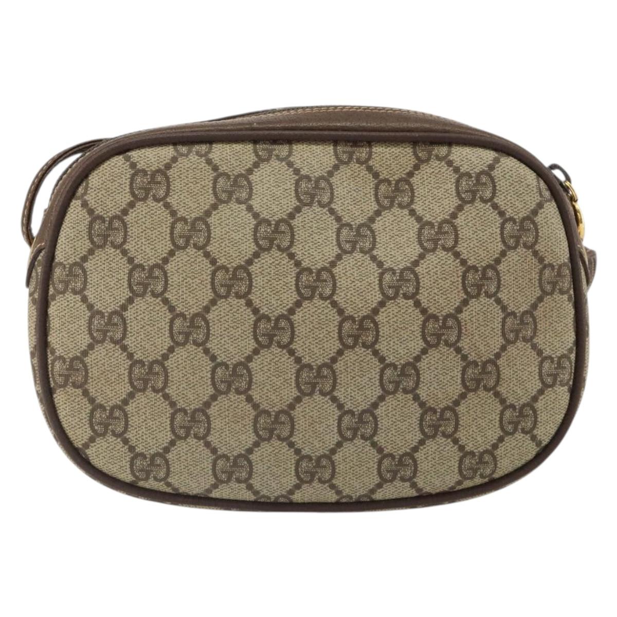 GUCCI GG Supreme Web Sherry Line Bag PVC Beige Gold 007 58 6112 1030 Auth 163653