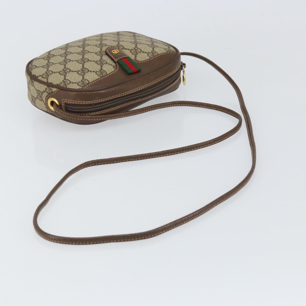 GUCCI GG Supreme Web Sherry Line Bag PVC Beige Gold 007 58 6112 1030 Auth 163653