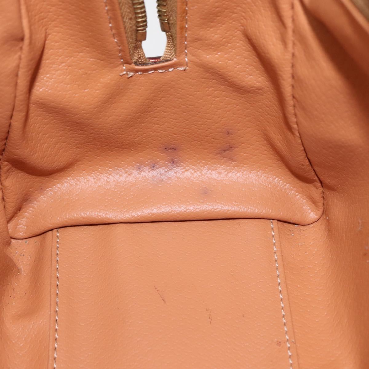 CELINE Macadam Canvas Boston Bag PVC Leather Brown Gold Auth 163655