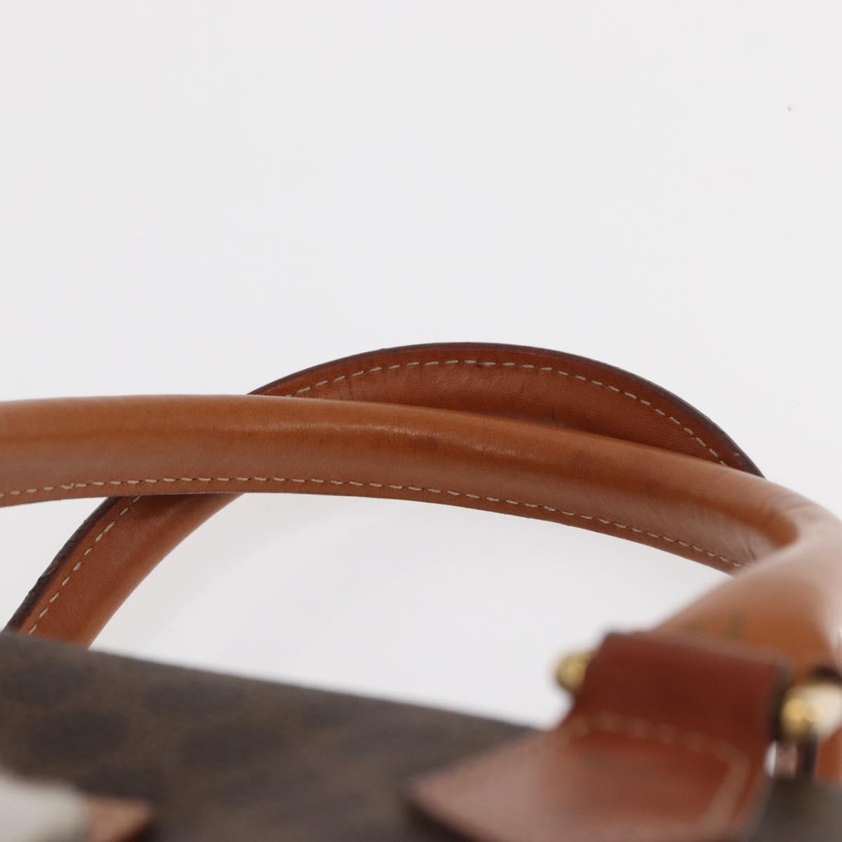 CELINE Macadam Canvas Boston Bag PVC Leather Brown Gold Auth 163655