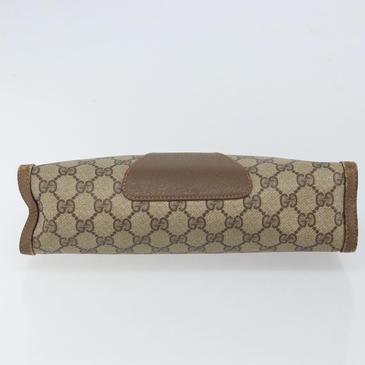 GUCCI GG Supreme Web Sherry Line Clutch Bag PVC Beige Gold 89 01 033 Auth 163659