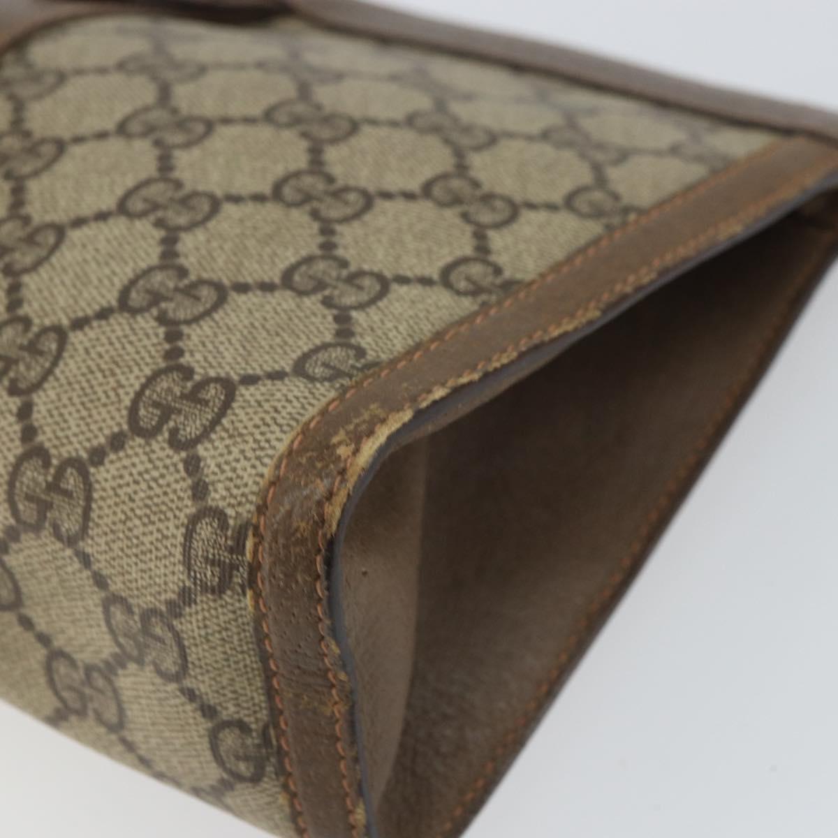 GUCCI GG Supreme Web Sherry Line Clutch Bag PVC Beige Gold 89 01 033 Auth 163659
