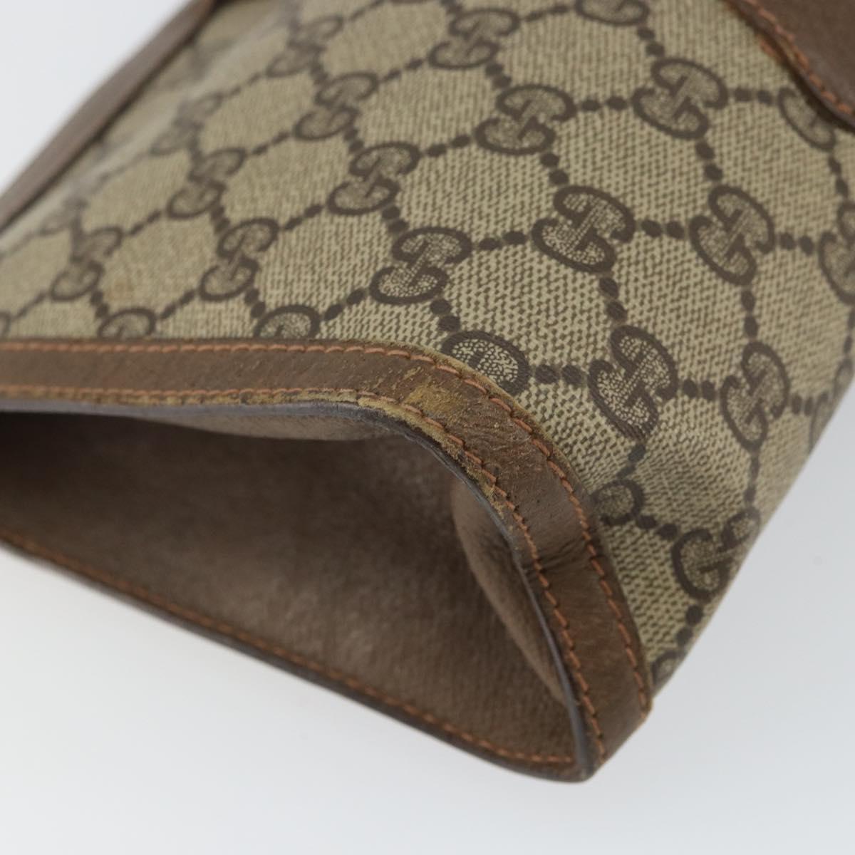 GUCCI GG Supreme Web Sherry Line Clutch Bag PVC Beige Gold 89 01 033 Auth 163659