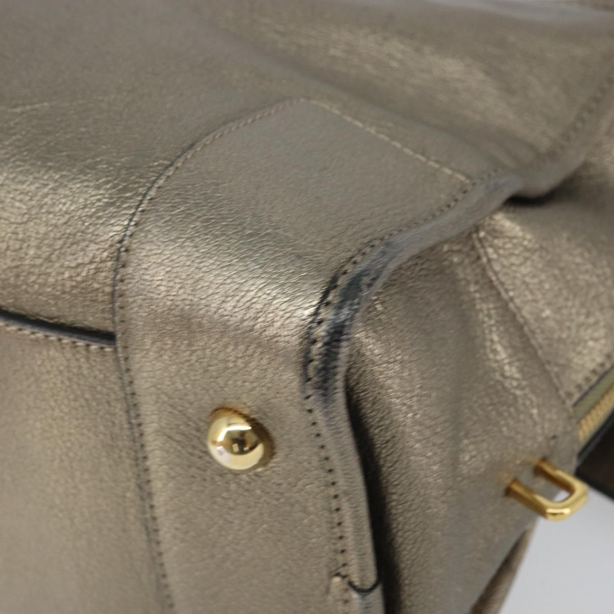 LOEWE Anagram Amazona 36 Hand Bag Leather Gold Auth 163663