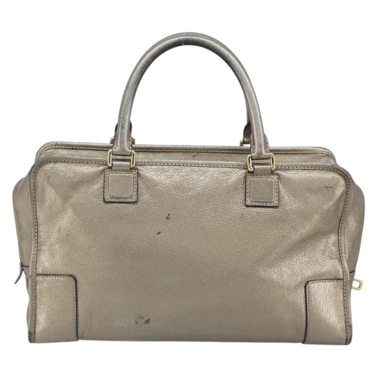 LOEWE Anagram Amazona 36 Hand Bag Leather Gold Auth 163663