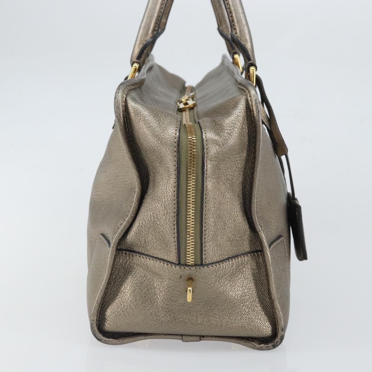 LOEWE Anagram Amazona 36 Hand Bag Leather Gold Auth 163663