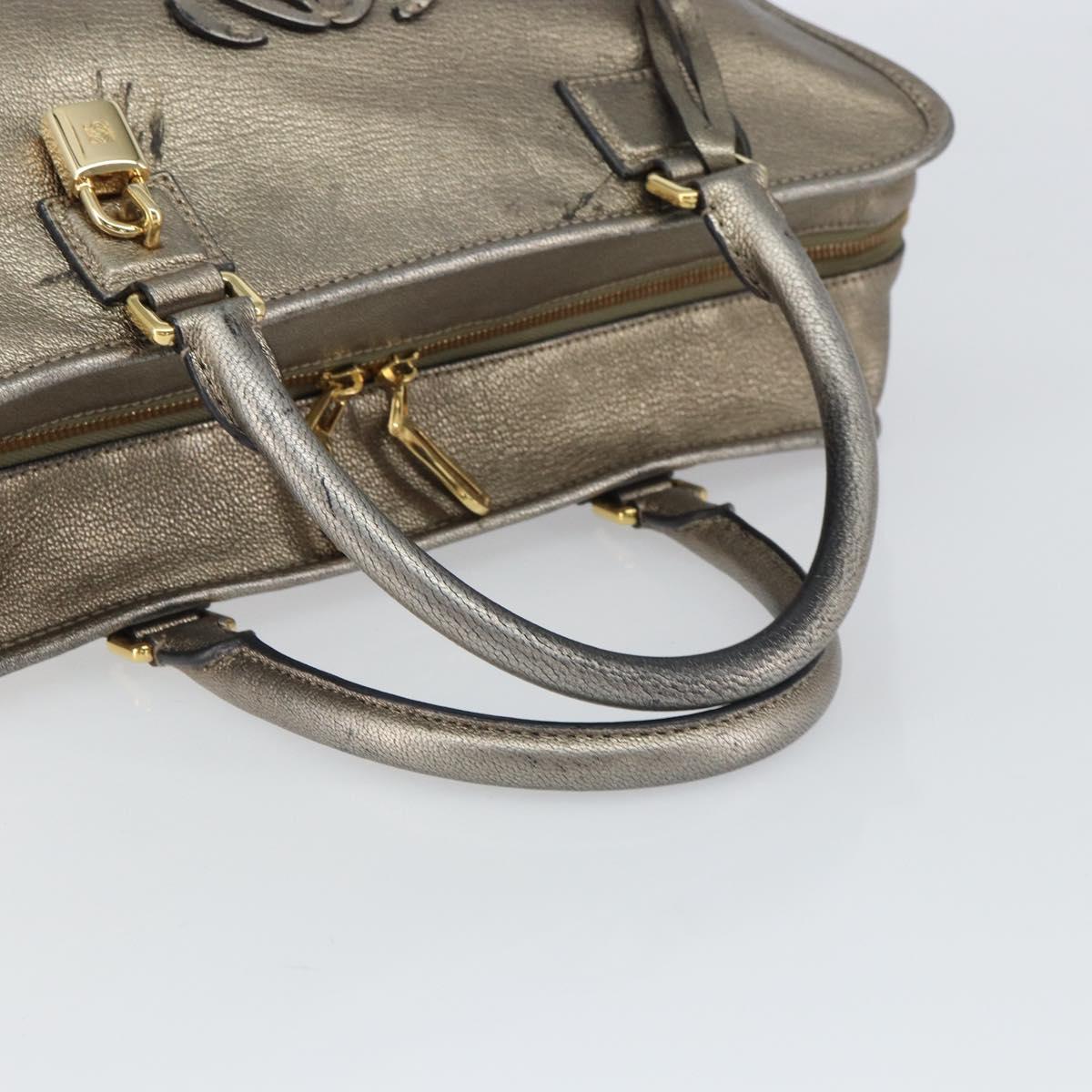 LOEWE Anagram Amazona 36 Hand Bag Leather Gold Auth 163663