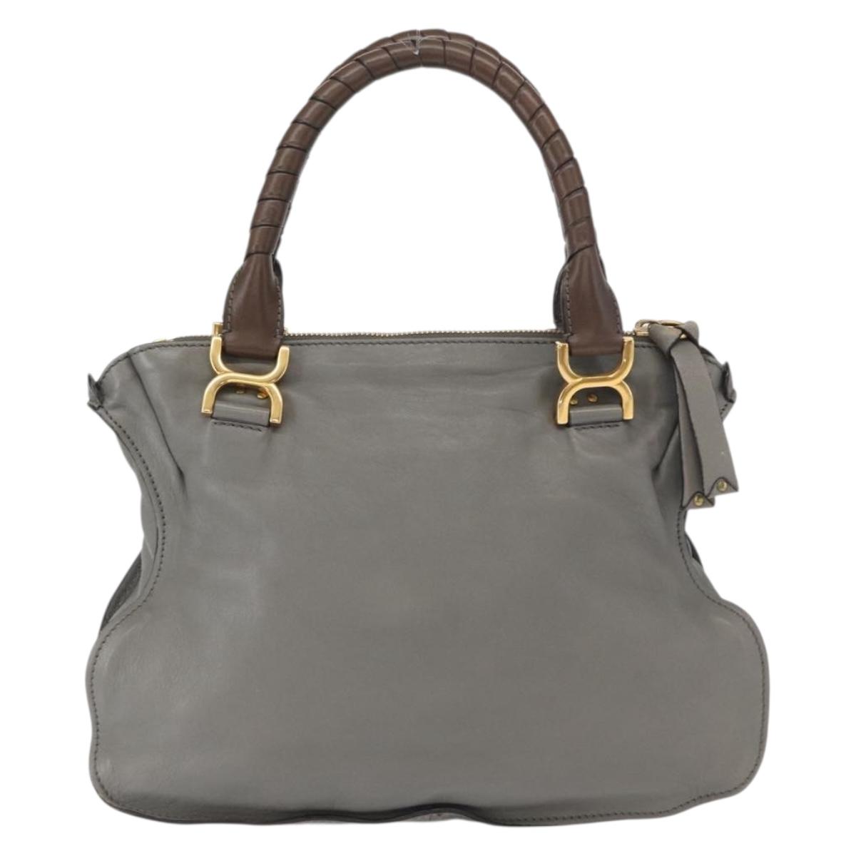 Chloe Mercy Hand Bag Leather Gray Gold Auth 163667