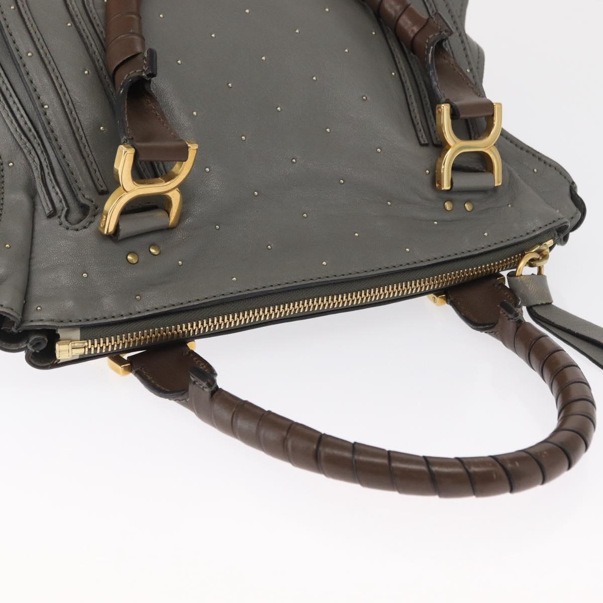 Chloe Mercy Hand Bag Leather Gray Gold Auth 163667