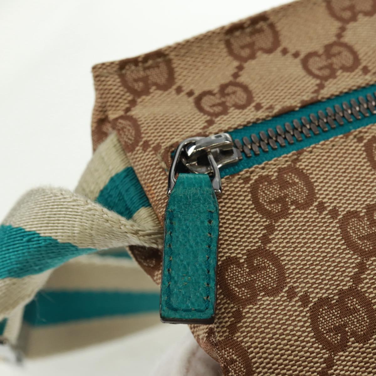 GUCCI GG Canvas Sherry Line Waist bag Beige Silver 28566 Auth 163674