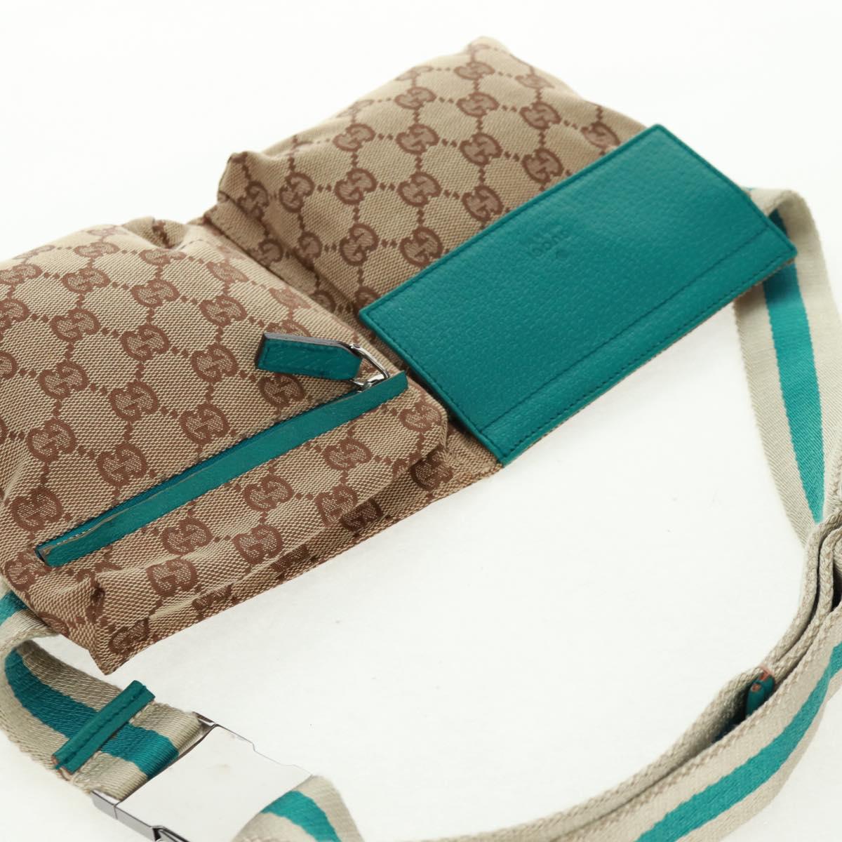 GUCCI GG Canvas Sherry Line Waist bag Beige Silver 28566 Auth 163674